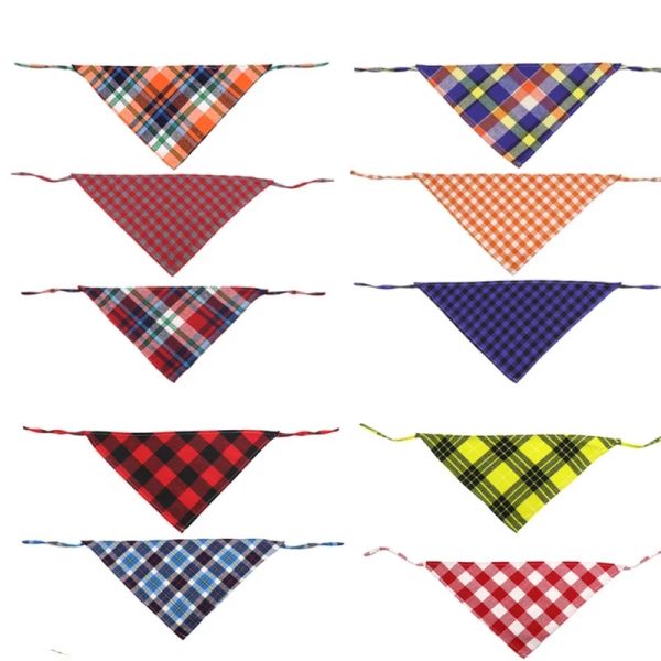 Zubehör 30/50 Stück Baumwolle Plaid Haustier Hund Bandanas Einstellbare Katze Hund Bandana Schal Kragen Hund Pflege Zubehör