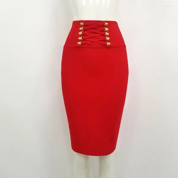 Röcke Frauen Sommer Mode Sexy Pailletten Schwarz Rot Weiß Mini Bandage Rock 2024 Designer Party Club Bodycon Bleistift Faldas