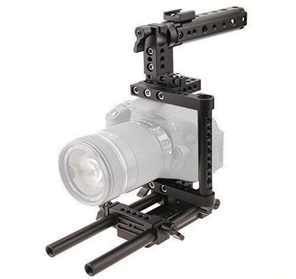Equipamento de gaiola para câmera com alça superior e placa de montagem de tripé para Canon Nikon Sony Panasonnic3004523