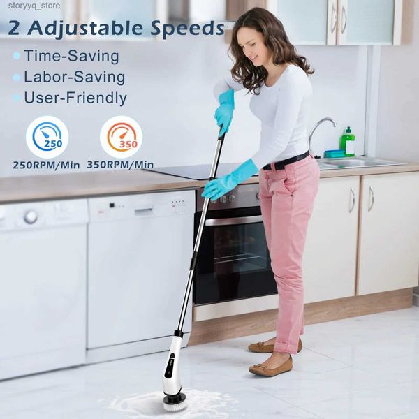 Temizleme Fırçaları Kablosuz Elektrikli Spin Scrubbercleaning Fırça Yıkayıcı Ev için 2 Banyo Duş Küvet Cam Carl240304 için Ayarlanabilir Hızlar