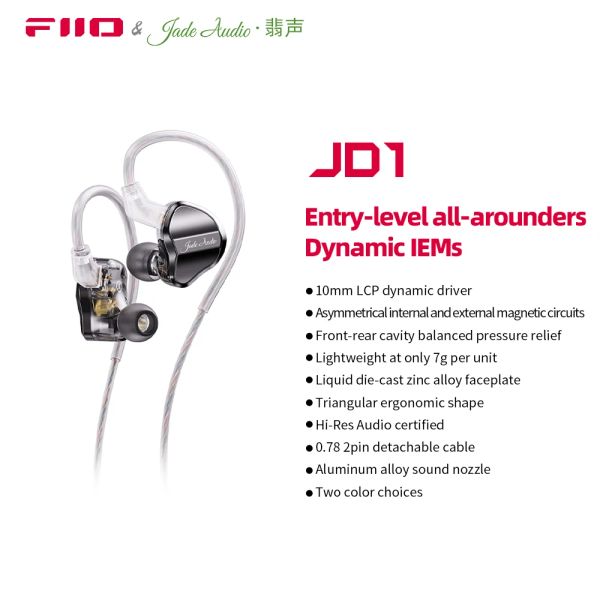 Earphones FIIO/JADEAUDIO JD1 Driver dinamico ad alte prestazioni Stereo HiFi Stereo in Cuffie per le cuffie Sport Ear Monito