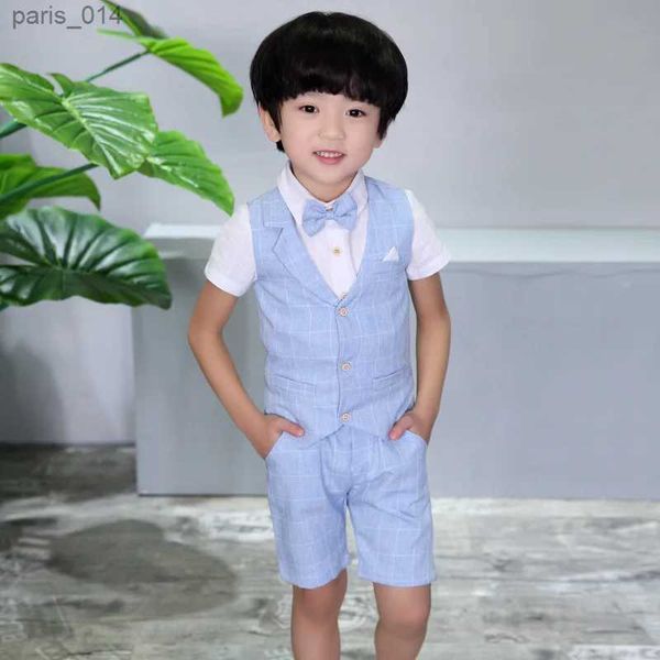 Ternos meninos colete terno para casamento crianças 2 pçs colete + shorts cavalheiro vestido de festa meninos terno formal dia das crianças formatura smoking traje