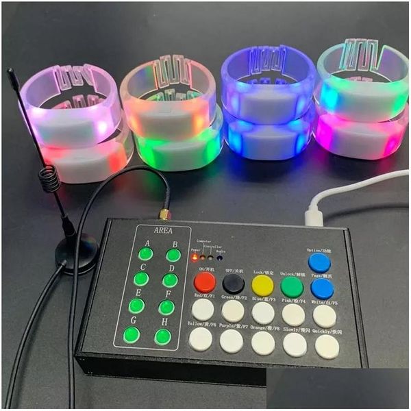 Outros suprimentos de festa de evento presente LED Tpu pulseiras mudança de cor pulseira com 24 teclas 400 metros controle remoto 433,92 mhz 8 área dhv4f