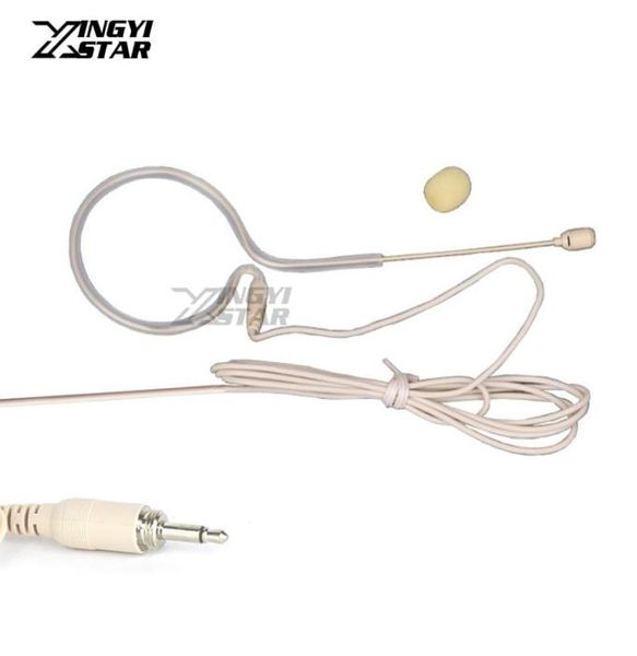 Et rengi kablolu tek earhook kulaklık mikrofonu 35mm vidalı konektör kondenser mikrofon Mike UHF kablosuz sistem bodypack tran5408474