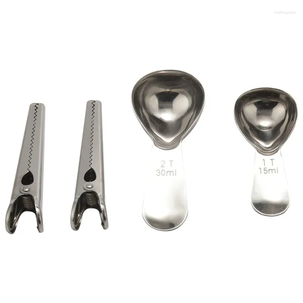 Set di misurini per caffè, 2 misurini, 1 cucchiaio (15 ml) cucchiaio (30 ml), clip per sigillare sacchetti lunghi