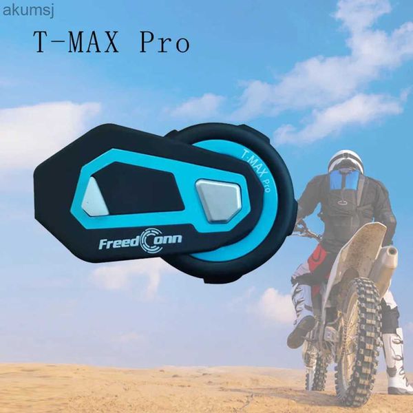 Cep Telefonu Kulaklıklar T Max Pro Motorcycle Intercom Bluetooth kask kulaklık 6 Riders BT 5.0 1200m FM Motor İnterfone İletişimci Kulaklık YQ240304
