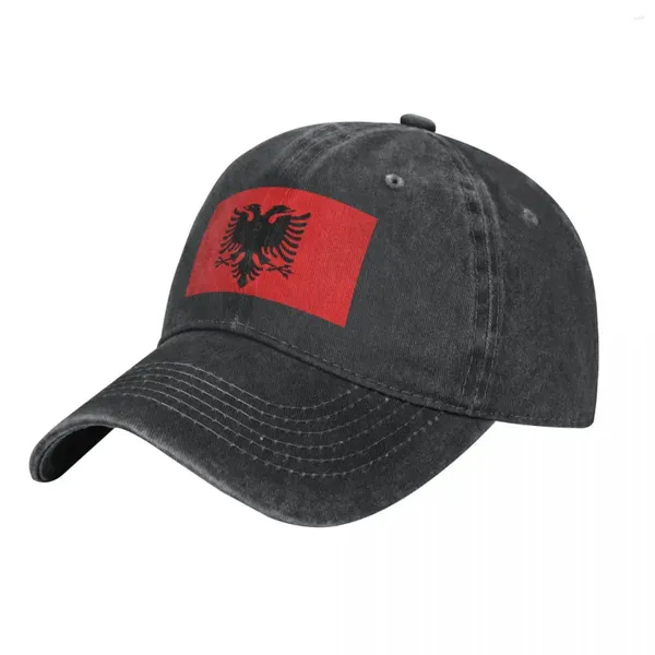 Bola bonés bandeira albanesa lavado boné de beisebol vermelho desgin elegante chapéu de caminhoneiro verão homens mulheres ao ar livre impresso snapback