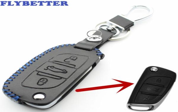 FLYBETTER Echtes Leder 3 Taste Flip Remote Key Fall Abdeckung Für Citroen DS4SDS5DS6C4C5 Für Peugeot 3014083008607 L12265798533