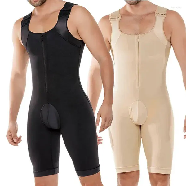 Shapers do corpo dos homens homens apertados emagrecimento bodysuit zíper compressão shapewear cintura trainer hip realçador peitos moldar roupa interior virilha aberta