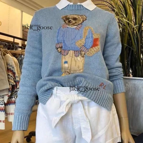 RL Bear Kadın Sweaters Kadın Yuvarlak Boyun ve V Yastık Kazak Lüks Klasik Ceket Moda RL Küçük At Nakış Tutuklu Laurens Düğmesi 445