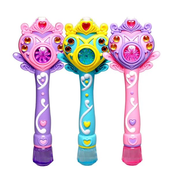 Divertente principessa Macchina elettronica completamente automatica per bolle, bacchetta magica, musica e pistola leggera, giocattolo per bambini, festa, regalo per bambini 240301