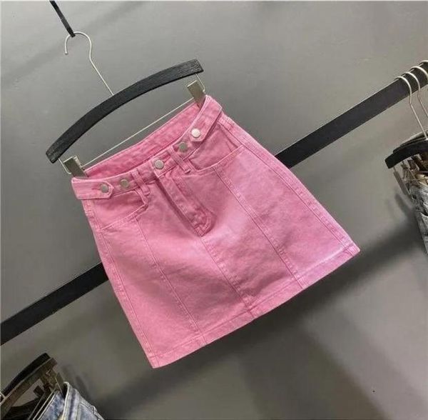 Gonne Autunno stile occidentale Gonna di jeans rosa Donna Vita alta Borsa parola Hip Abbigliamento moda coreana Jean Empire1323257