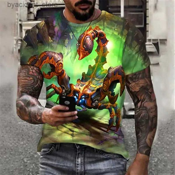 T-shirt da uomo Scorpion Totem 3D stampato Estate Tough Guy T-shirt da uomo Personalità della moda Manica corta Oversize Hip Hop Casual O-Collo Camicia L240304