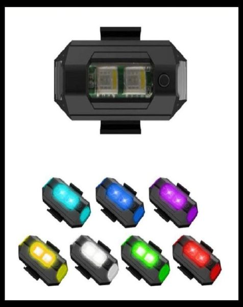 Con adesivi LED universale anticollisione spia mini segnale drone lampada stroboscopica 7 colori indicatore di direzione Motorcy5494513