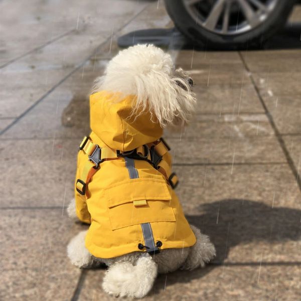 Capas de chuva reflexivas para cães, capa de chuva para cães, casaco impermeável, resistente à água, macacão com capuz para cães, gatos, jaqueta, roupas para dias chuvosos ao ar livre