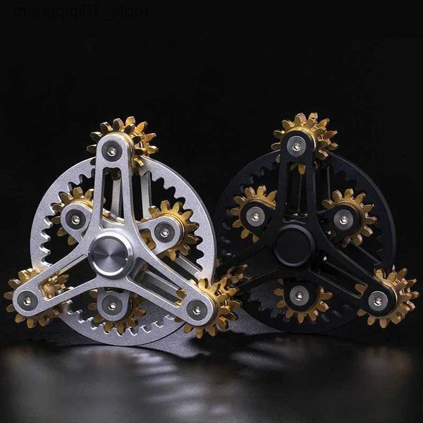 Beyblades Metal Fusion New Gear Linkage Metal Fidget Spinner Cobre EDC Hand Spinner Anti Stress Finger Game Fingertip Gyro Toys para presentes adultos L240304