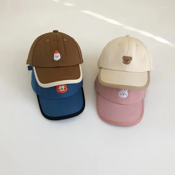 Berretti da baseball regolabili per bambini Berretto da baseball estivo per bambini Cartone animato Orso Leone Ricamo Cappelli da sole carini Cappello snapback con cofano in cotone per bambini