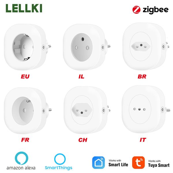 LELLKI Zigbee Presa di corrente Zigbee2mqtt 10A EU Brasile Francese IL IT CH Telecomando con Tuya Smart Life SmartThings Alexa 240228