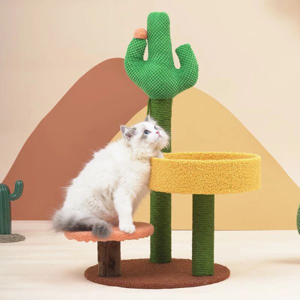 Kratzbäume im Kaktus-Stil, Sisal-Katzenkratzbaum, Katzen-Klettergerüst, Baumturm, Spielball, Spielzeug, Sprungplattform, Möbel, Haustierprodukte