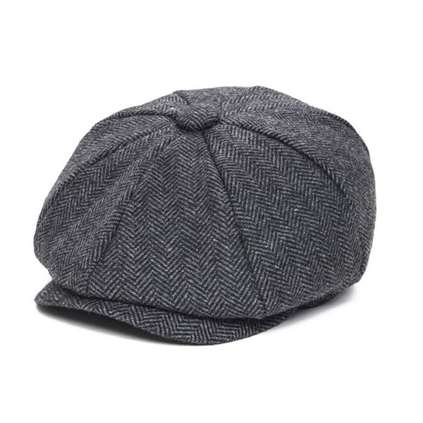 JANGOUL Tweed di lana Kid sboy Cap Ragazzo Ragazza a spina di pesce Bambino Piatto di piccola dimensione Infantile Bambino Berretto da gioventù Cappello Boina 001 201216214m