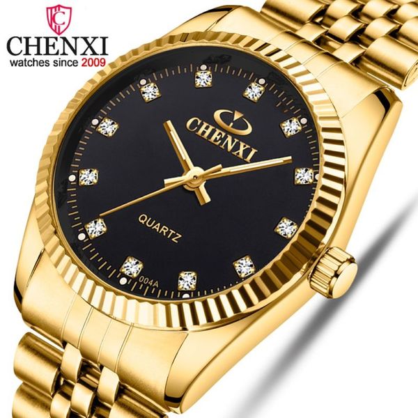 Chenxi relógios de ouro para homens moda negócios topo marca luxo quartzo masculino relógio à prova dwaterproof água relógios pulso relogio masculino218s