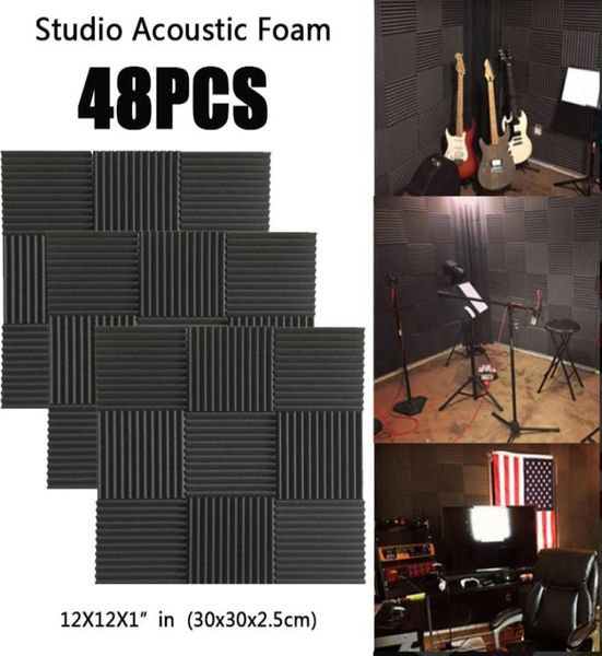 48PCS MusicSound Wedge Akustikschaumstoff Studio Schallabsorption Fliesen Schalldämmung Silencing Schallschutzplatten Feuerfest 12X123549619