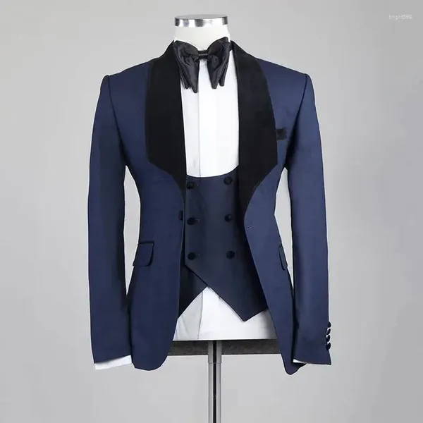 Herrenanzüge Formelle Bräutigam Smoking Für Hochzeit Slim Fit Männer Mit Schwarzem Schal Revers 3 Stück Maßgeschneiderte Jacke Weste Hosen 2024