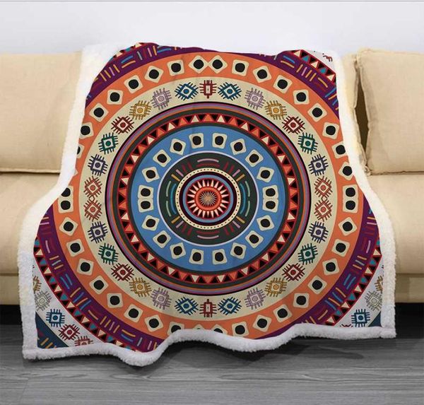 Cobertores Bohemia Étnica Mandala Personagem Engraçado Cobertor 3D Impressão Sherpa Na Cama Têxteis Para Casa Estilo Dreamlike 078510966