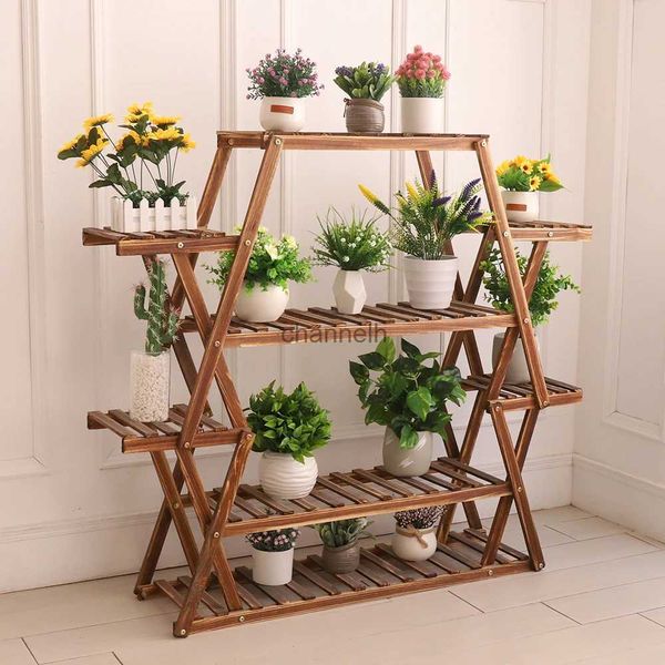 Outros edifícios de jardim Grande Triangular Wood Plant Stand Indoor 6 Tier Flower Pot Holder Prateleira Canto Display Rack Organizador Prateleiras YQ240304