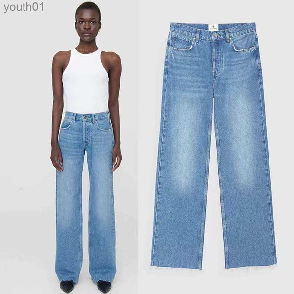 Damenjeans für Damen, Bing Hugh, Designer-Jeans für Damen, verwaschenes Blau, hohe Taille, Anines, lässige, weitbeinige Hosen X0909, Großhandelsmarke High-End 240304