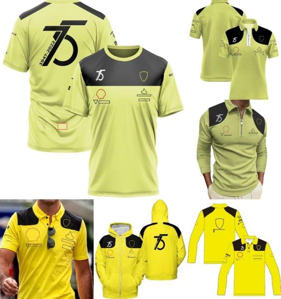Camisetas oficiais 2022 1 equipe comemorações do 75º aniversário edição especial camiseta amarela série com capuz jersey5428995