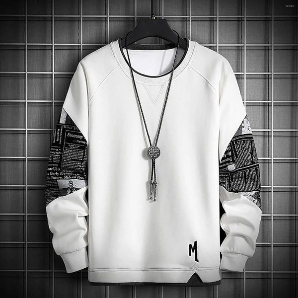 Hoodies dos homens Mens Hoodie Outono Inverno Patchwork Crewneck Pulôver Moletons Estilo Coreano Harajuku Y2K Oversized Solto Fatos Quentes