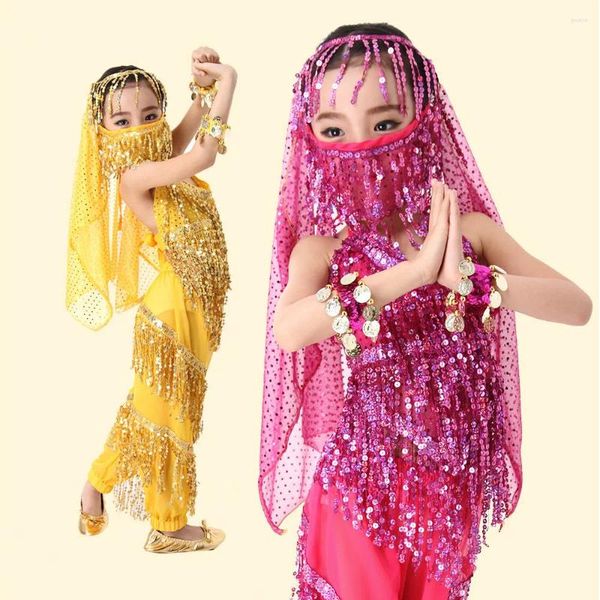 Stage Wear Paillettes Bambini Costume di danza del ventre Nappa Abbigliamento per ragazze Ballerino per bambini Costumi orientali di Bollywood