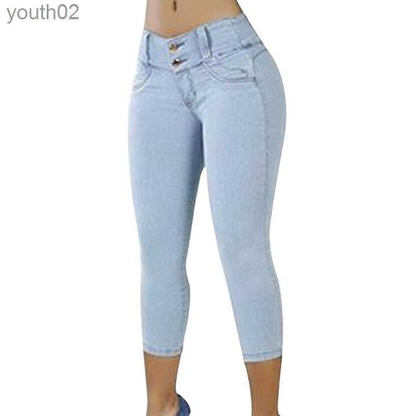 Jeans femininos mulheres jeans plus size capris mulher feminina na altura do joelho shorts calças mulheres com cintura alta verão 240304