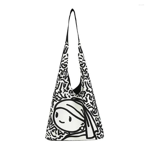 Вечерние сумки Холщовая сумка на плечо Большой емкости с художественной росписью для женщин и девочек Сумки-шопперы