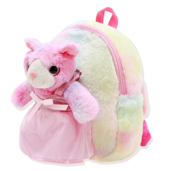 Zaino unicorno Kawaii Big Eyes con palla di pelo morbido peluche zaini per asilo per bambini borsa per libri per ragazze zaino soffice Anmial6325406