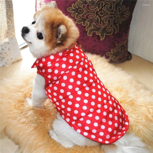 Abbigliamento per cani Vestiti per cuccioli Giacca imbottita invernale a pois Addensare maglione di cotone caldo Chihuahua Teddy Schnauzer Pet