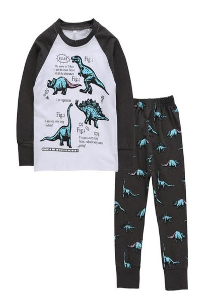 Crianças impresso pijamas da criança meninos dos desenhos animados dinossauro roupa de cama casa roupas crianças roupas casuais meninos carta calças adolescentes conjuntos camisola 5734454