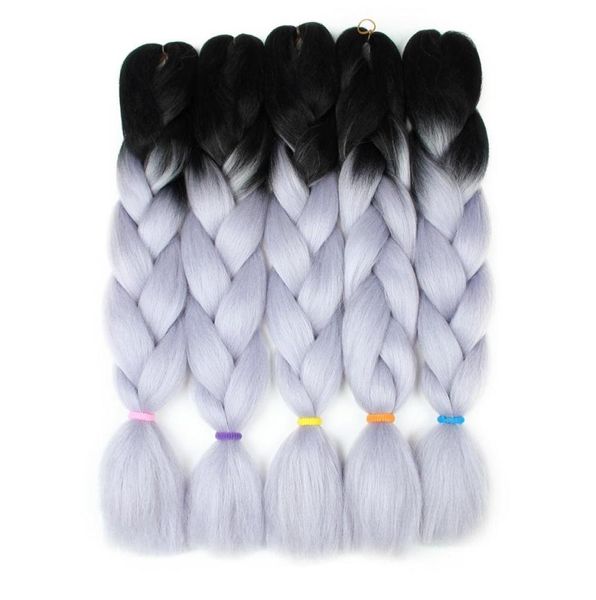 Ombre Dois uma Mistura de Cores Kanekalon Trança de Cabelo Sintético Jumbo Trança Extensões de Cabelo 24 polegadas Crochet Tranças de Cabelo Em Massa Atacado9869876