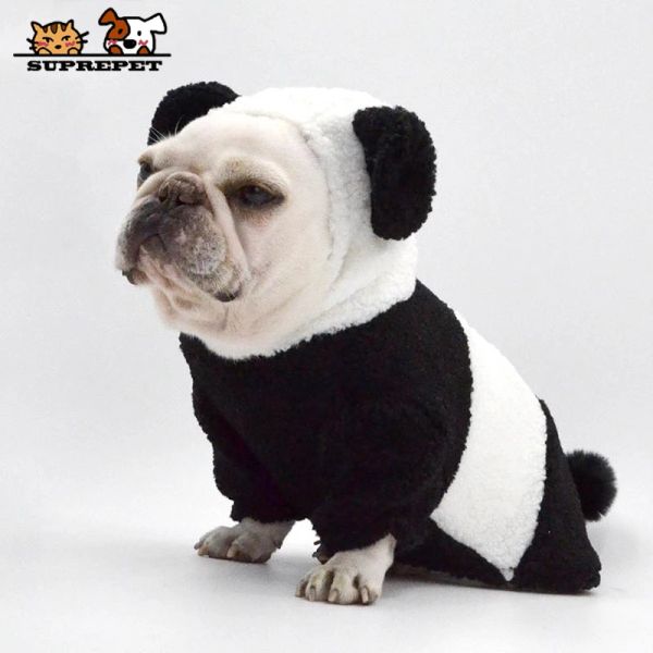 Jaquetas SUPREPET Roupas de Inverno para Cães Quentes Bonito Panda Filhote de Cachorro Jaqueta Com Capuz Coral Fleece Roupas para Cães de Estimação Jaqueta Bulldog Francês Chihuahua