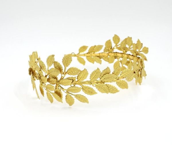 Goldene Olivenblätter-Tiaras für Bräute, handgefertigt, Braut-Stirnband, Haarteile, einzigartiger Braut-Kopfschmuck, Braut-Haar-Accessoires, Blumenmuster, Cr1449539