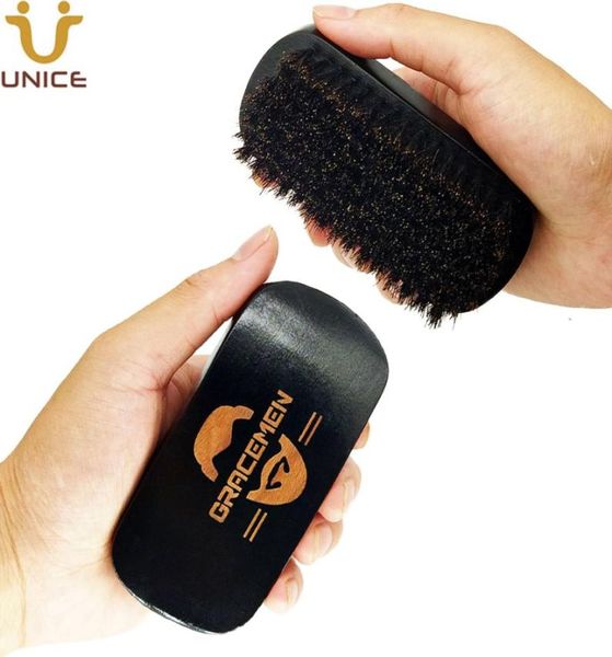Spazzola per capelli barba MOQ 100 PZ LOGO personalizzato di buona qualità Rettangolo Manico in legno nero con spazzole in pura setola di cinghiale Uomo Groom2143280
