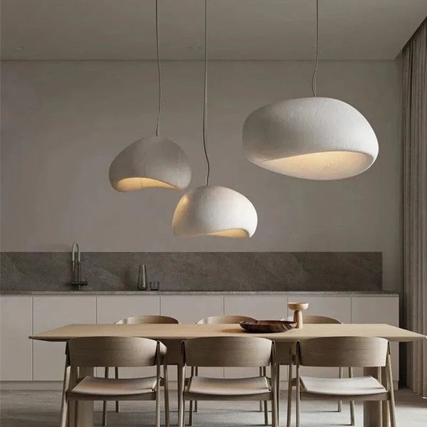 Japonês Wabi Sabi Lustre Moderno E Minimalista Sala de Jantar Pingente Luz Quarto Bar Designer Homestay E27 Hanghing Lamp 240220