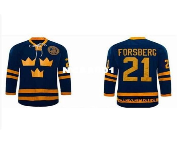 001 21 Peter Forsberg Jersey Team SVEZIA Maglia da hockey su ghiaccio Personalizza il tuo nome O numero Maglia da ricamo di alta qualità9401391