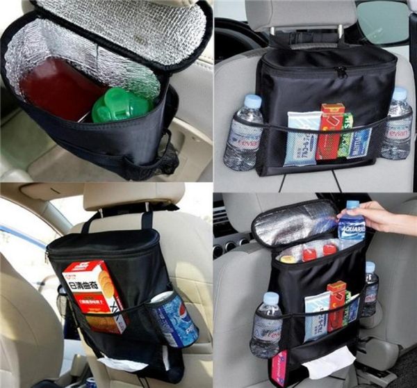 Bolsa térmica para carro, bolsa para resfriamento de assento de carro, organizador de artigos diversos, multibolso, bolsa de armazenamento de viagem, cabide, banco traseiro, organizi1711750