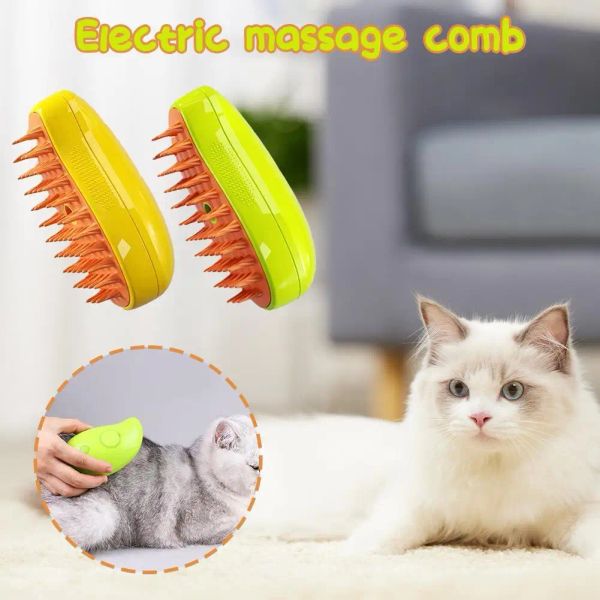 Pente elétrico para tosa de animais de estimação, pente de massagem para cães e gatos, escova de cabelo de silicone, pente flutuante para remoção de pelos, acessórios para animais de estimação