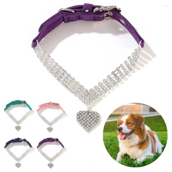 Collare per abbigliamento per cani, con superficie lucida, con strass, per cuccioli, elegante collare decorativo decorativo regolabile per gatti, per festival