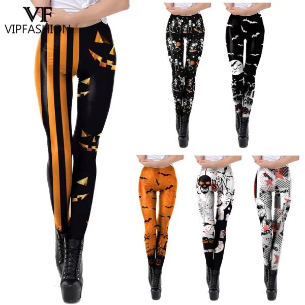 Leggings VIP FASHION Creatività Halloween Skull Print Leggings Pantaloni Sport sexy Fitness Legging casual Femme Abbigliamento donna