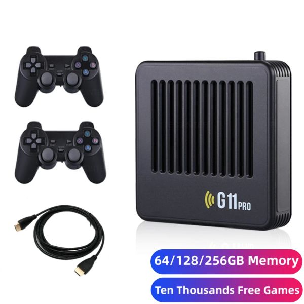 Consoles frete grátis g11 pro game box 4k stick android emulador console de videogame quad core 64/128/256gb 40000 jogos grátis dois gamepads