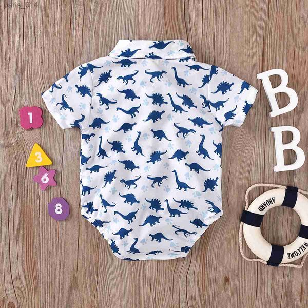 Костюмы для детских мальчиков с беретом новорожденной детской одежды 0 3 месяца летние распечатки динозавра + подвесные хлопковые шорты для детской одежды
